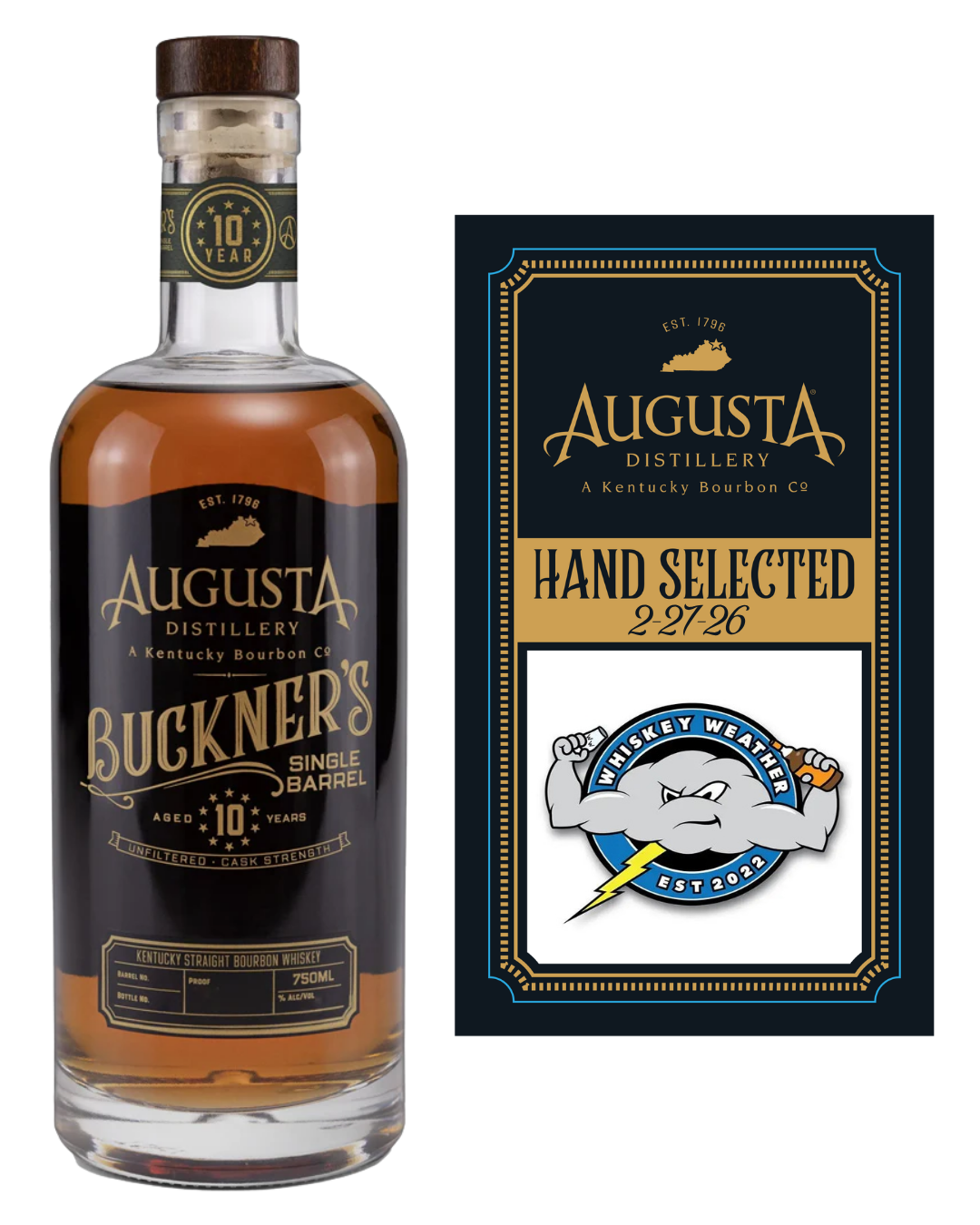 Augusta Buckner's 10 year Bourbon Whiskey Weather Single Barrel
